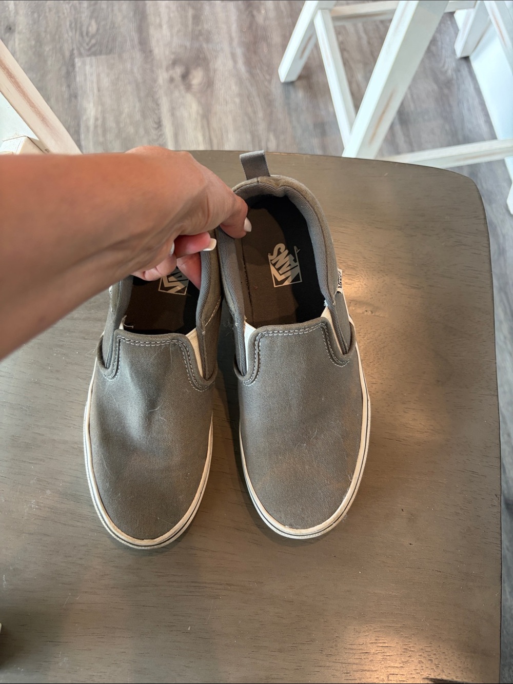 Vans Kids Slip-On Sneakers in Gray Canvas